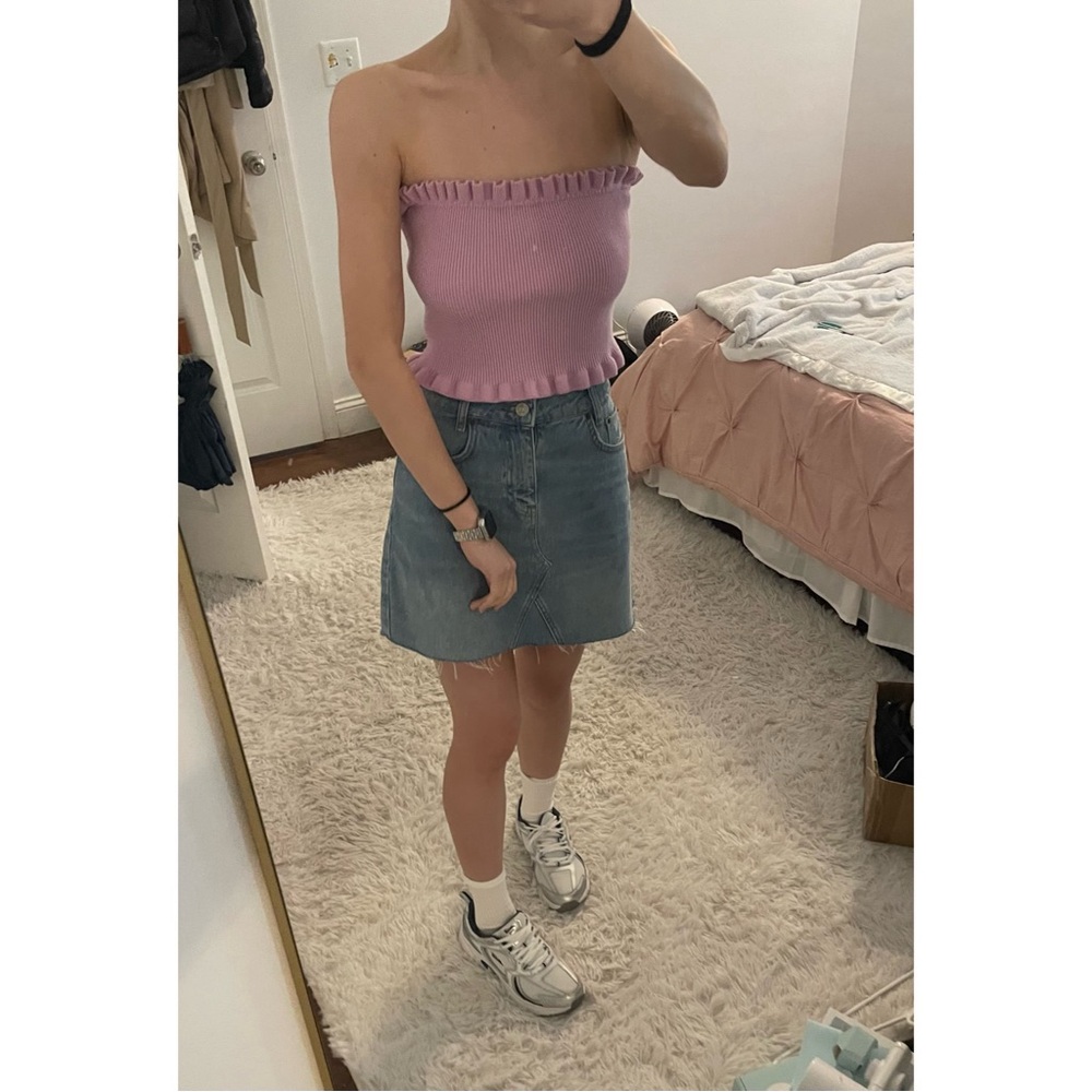 Forever 21 Adorable Peplum Pink Tube Top Size Medium